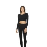 WOMEN'S COTTON SPANDEX LONG SLEEVE CROP TOP