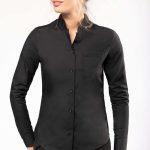 LADIES' LONG-SLEEVED MANDARIN COLLAR SHIRT