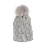 KNITTED BOBBLE BEANIE IN RECYCLED YARN