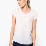 LADIES' SHORT-SLEEVED CREPE BLOUSE
