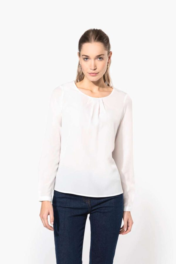 LADIES' LONG-SLEEVED CREPE BLOUSE