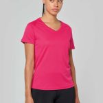 LADIES’ V-NECK SHORT SLEEVE SPORTS T-SHIRT