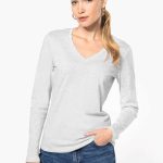 LADIES' LONG-SLEEVED V-NECK T-SHIRT