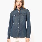 LADIES' LONG-SLEEVED DENIM SHIRT