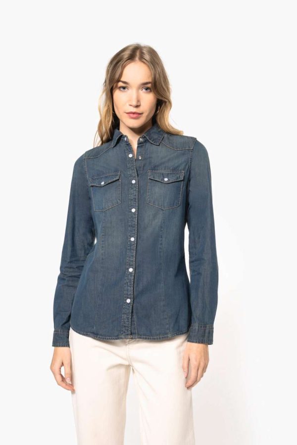 LADIES' LONG-SLEEVED DENIM SHIRT