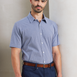 MEN'S SHORT SLEEVE GINGHAM COTTON MICROCHECK SHIRT