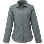 WOMEN'S CROSS-DYE ROLL SLEEVE POPLIN BAR SHIRT